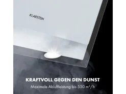 Klarstein Mirage 60 Dunstabzugshaube 550 m³/h Touch-Panel Ambient EEC A+ Weiß