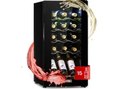 Klarstein Shiraz 15 Slim Uno Weinkühlschrank 44 L Touch-Bedienfeld 5-18°C< Kühlschränke