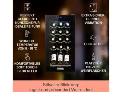 Klarstein Shiraz 15 Slim Uno Weinkühlschrank 44 L Touch-Bedienfeld 5-18°C< Kühlschränke