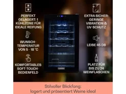 Klarstein Shiraz 24 Uno Weinkühlschrank 63 L 24 Flaschen Touch-Bedienfeld 5-18°C< Kühlschränke