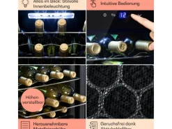 Klarstein Shiraz 24 Uno Weinkühlschrank 63 L 24 Flaschen Touch-Bedienfeld 5-18°C< Kühlschränke