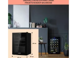 Klarstein Kühlschränke<Shiraz 20 Uno Weinkühlschrank 53 L 20 Flaschen Touch-Bedienfeld 5-18°C