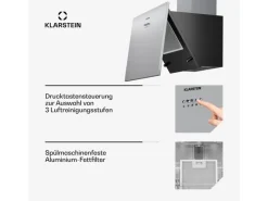 Klarstein Dunstabzugshauben-Filter<Silver Lining 60 Dunstabzugshaube 60cm 600m³/h EEK A Edelstahl Silber
