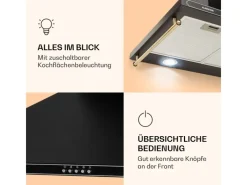 New Klarstein Victoria 90 Dunstabzugshaube 90cm Retro-Design 644,5m³/h 2 LED-Lampen Schwarz