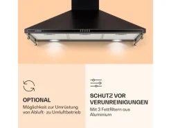New Klarstein Victoria 90 Dunstabzugshaube 90cm Retro-Design 644,5m³/h 2 LED-Lampen Schwarz