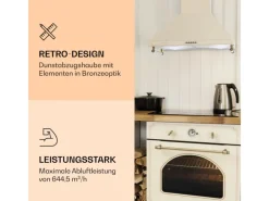 Klarstein Kochfelder<Victoria Dunstabzugshaube 60cm Retro-Design 644,5m³/h 2 LED-Lampen