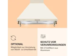 Klarstein Kochfelder<Victoria Dunstabzugshaube 60cm Retro-Design 644,5m³/h 2 LED-Lampen