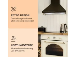 Klarstein Kochfelder<Victoria Dunstabzugshaube 60cm Retro-Design 644,5m³/h 2 LED-Lampen