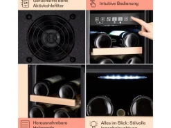 Klarstein Vinovilla Victoria 17 Duo Weinkühlschrank 2 Kühlzonen Touch 17 Flaschen 4 Regale< Kühlschränke