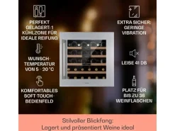 New Klarstein Vinsider 36 Built-In Uno Einbau-Weinkühlschrank 36 Flaschen 92 L Edelstahl