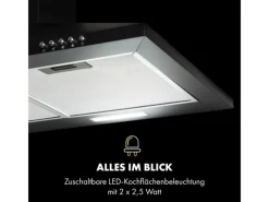 Best Klarstein Zugspitze 90 Dunstabzugshaube Wandanbau 65W 330m³/h LED Schwarz