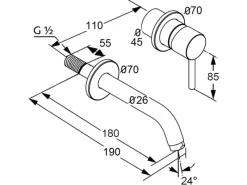 Kludi Unterputz Waschtisch Zweiloch-Wand-Einhandmischer BOZZ in Chrom< Einhebelmischer