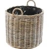 Kobolo Pflanzkorb Übertopf Pflanzkübel  Rattan Kubu Grey Rund mit Folie< Töpfe