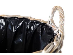 Kobolo Pflanzkorb Übertopf Pflanzkübel Rattan Kubu Grey Rund mit Folie< Töpfe