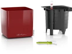 Outlet Lechuza ® Pflanzgefäß Cube Glossy 14 Scarlet highgloss 14 cm x 14 cm Rot