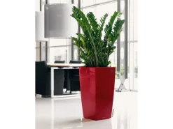 Hot Lechuza ® Pflanzgefäß Cubico Premium 30 Scarlet hochglanz 30 cm x 30 cm Rot