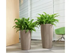 Clearance Lechuza ® Pflanzgefäß Rondo Premium Ø 33 cm x 56 cm hochglanz Taupe