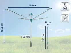 Online Leifheit Wäschespinne Linomatic V 40m Leine Wäscheständer höhenverstellbar