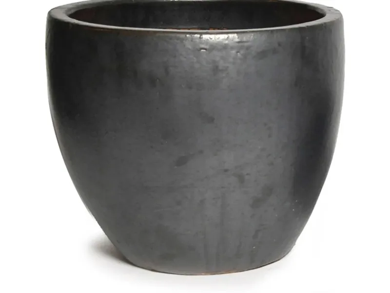 Outlet M Collections Pflanztopf Glasiert Egg Pot Ø 38 cm x 32 cm Schwarz