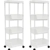 MAKLIK Küchenrollwagen 2er Set mit Körben 35x24x100 cm Weiß< Küchenregale