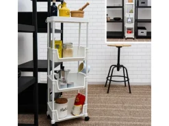 MAKLIK Küchenrollwagen 2er Set mit Körben 35x24x100 cm Weiß< Küchenregale