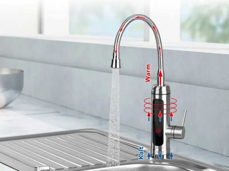 Durchlauferhitzer|Zubehör Für Küchenarmatur<Maxxmee Warm und Kaltwasserarmatur mit integrierter Heizspirale Edelstahl 3600 W