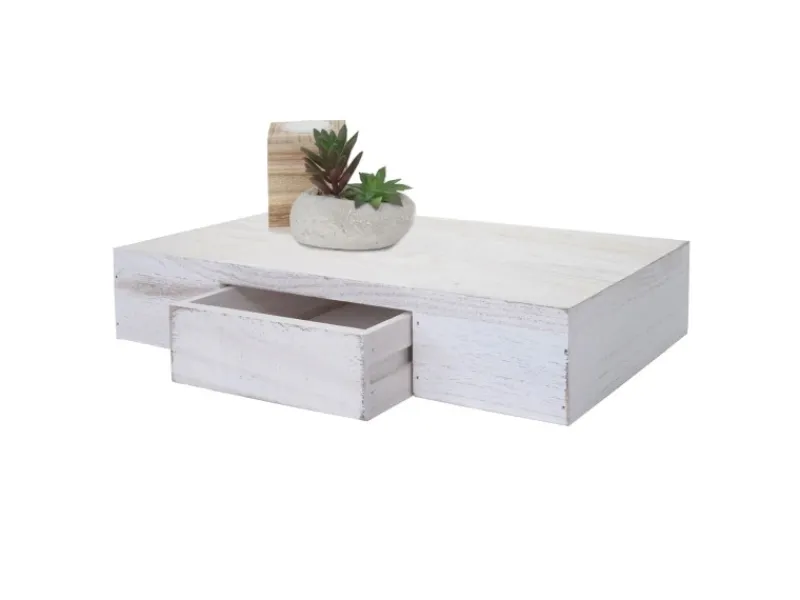 New MCW Wandregal Cher 8x40x25cm Shabby Weiß