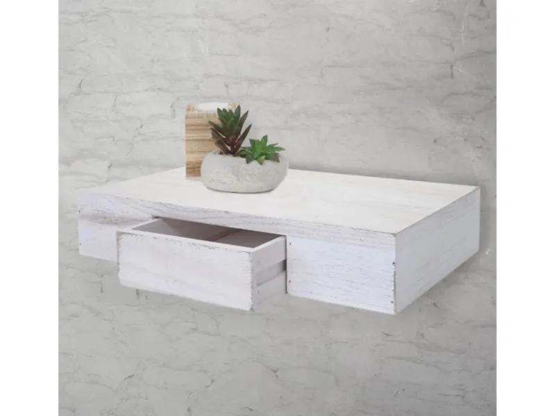 New MCW Wandregal Cher 8x40x25cm Shabby Weiß