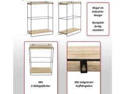 Hot MCW Wandregal K77 50x35x17cm Dunkelbraun