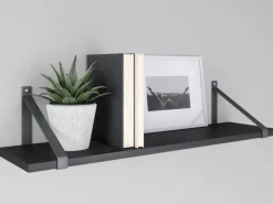 MDF-Wandregal Oldham 1,8 cm x 80 cm x 20 cm Schwarz Eiche