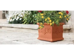 Töpfe<Mein-Pflanztopf  Blumentopf Venedig Quadratisch Mediterran Verziert Kunststoff Terrakotta 35 x 35 cm