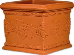Töpfe<Mein-Pflanztopf  Blumentopf Venedig Quadratisch Mediterran Verziert Kunststoff Terrakotta 35 x 35 cm