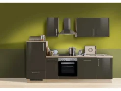 Herde|Kühlschränke<Menke Küchenzeile 270 cm Hochglanz Sonoma-Eiche Nachbildung