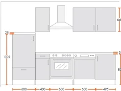 Menke Küchenzeile 270 cm Hochglanz Sonoma-Eiche Nachbildung< Herde|Kühlschränke