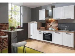 Landhausküchen|Herde<Menke Küchenzeile Artisan Premium 300 cm Landhaus Weiß Artisan-Eiche Nachbildung