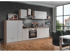 Herde|Kochfelder<Menke Küchenzeile Artisan Classic 300 cm Weiß Artisan-Eiche Nachbildung