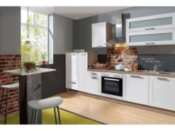 Landhausküchen|Herde<Menke Küchenzeile Artisan Premium 310 cm Landhaus Weiß Artisan-Eiche Nachbildung