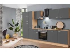 Kühlschränke<Menke Küchenzeile Artisan Classic 310 cm Graphit-Artisan Eiche Nachbildung