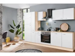 Kochfelder|Kühlschränke<Menke Küchenzeile Classic 300 cm Weiß-Sonoma Eiche Nachbildung