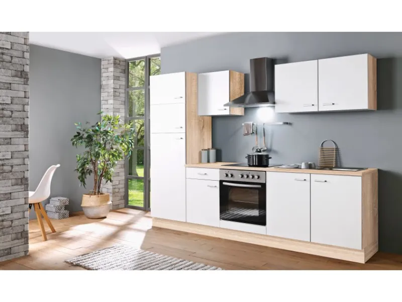 Herde|Kochfelder<Menke Küchenzeile Classic 270 cm Weiß-Sonoma Eiche Nachbildung