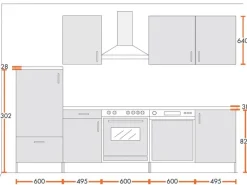 Menke Küchenzeile Premium 280 cm Lava Hochglanz-Sonoma Eiche Nachbildung Lava-Anthrazit