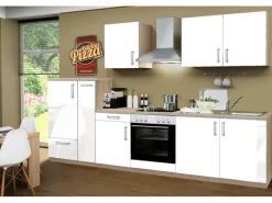 Winkelküchen<Menke Küchenzeile Premium 300 cm Hochglanz-Sonoma Eiche Nachbildung
