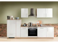 Herde|Kühlschränke<Menke Küchenzeile Premium 300 cm Hochglanz-Sonoma Eiche Nachbildung