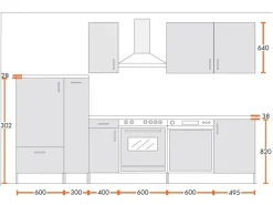 Herde|Kühlschränke<Menke Küchenzeile Premium 300 cm Hochglanz-Sonoma Eiche Nachbildung