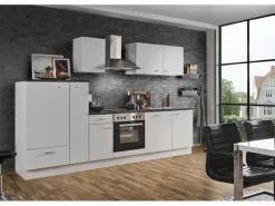 Menke Küchenzeile White Classic 300 cm Weiß-Marmor-Optik< Winkelküchen|Kühlschränke