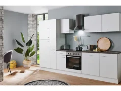 Menke Küchenzeile White Classic 300 cm Weiß< Kühlschränke|Einbauküchen