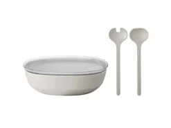 Clearance Mepal Silueta Servierschale mit Deckel und Salatbesteck 4000 ml Nordic White Weiß
