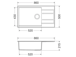 Best Miló Einbauspüle Granitverbundstoff Luxuria 86 52 cm Beckenbreite Graphit