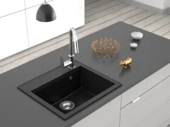 Discount Miló Einbauspüle Granitverbundstoff Luxuria 56 Schwarz