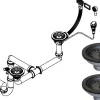 Miló Röhrensiphon-Set für Doppelbecken mit Exzenter Mattschwarz Ø 114 mm< Zubehör Für Küchenarmatur